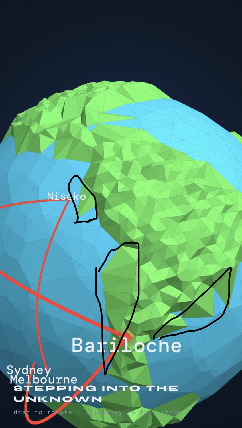 A screenshot of this site's interactive 3D journey globe